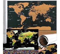 PTIT'GÉNIE - Carte du Monde à Gratter 82x59 cm - Poster à Gratter avec Drapeaux des Pays | Carte Voyageur Décorative avec Étui Cadeau | Idée Cadeau Voyage, Planification & Apprentissage Enfant