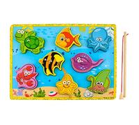 PTIT'GÉNIE - Jeu de Pêche Magnétique en Bois - Univers Marin, 8 Créatures/Animaux Mignons - Ludique, Jouet Educatif - Bois, 29,5x22x0,6cm