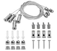 PTJJXA 4 Pièces Cable Suspension Acier Inoxydable, 1,5mmx1m, Fils De Suspension PhotocâBle Métallique de Goujon Plafond, Fil De Suspension Réglable Kit pour Led Panneau, Plafonnier (1M)