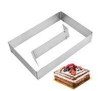 PTJJXA Cadre Rectangulaire Réglable, Moule à Gâteau en Acier Inoxydable avec Diviseur, Cadre Extensible Patisserie 18 à 33cm 28 à 53cm pour Mousse, Gâteaux (5cm)