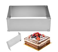 PTJJXA Cadre Rectangulaire Réglable, Moule à Gâteau en Acier Inoxydable avec Diviseur, Cadre Extensible Patisserie 18 à 33cm 28 à 53cm pour Mousse, Gâteaux (10cm)