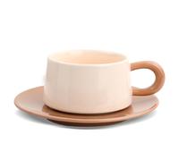 PTJJXA Tasses à Café, Ensembles Tasses et Mugs et Soucoupes 220ml, Tasses à Cappuccino, Services à Thé et à Café, Tasses à Moka en Porcelaine, Gobelet Cafe Ceramique (Marron Clair)