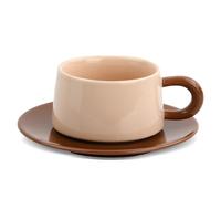 PTJJXA Tasses à Café, Ensembles Tasses et Mugs et Soucoupes 220ml, Tasses à Cappuccino, Services à Thé et à Café, Tasses à Moka en Porcelaine, Gobelet Cafe Ceramique (Marron Foncé)