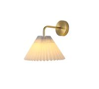 PTLYE Applique Murale en Tissu avec Abat-Jour en Tissu plissé et tête de lit Moderne en métal doré (Blanc)