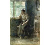 PTLYE Célèbre Images Imprimées Toile Impression Art Mural Femme à la fenêtre de Jozef Israëls Impressions sur Toile Artpour le Décor de Couloir 60x90cm