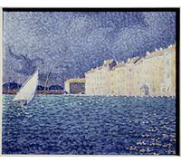 PTLYE Célèbre Images Imprimées Toile Impression Art Mural Peinture de Saint Tropez par Paul Signac Impressions sur Toile Art pour le Décor de Couloir 60x90cm