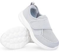 PTLYE Chaussures diabétiques pour Femmes Extra Larges avec Sangle réglable, Chaussures orthopédiques, Chaussures de randonnée à Enfiler pour Les Pieds gonflés des Personnes âgées-Grey||43 EU