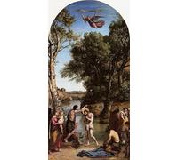 PTLYE La Reproduction Toile Paysage Toile Paysage Le Baptême du Christ de Jean Baptiste Camille Corot Impression Toile Modeme pour la Décoration Intérieure 60x90cm