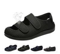 PTLYE Pantoufles diabétiques pour Femmes,Sandales Unisexes Extra Larges,Sandales à Fermeture réglable pour Hommes,Chaussures décontractées,Chaussures de Marche pour Personnes âgées-Black||45 EU