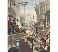 PTLYE Peinture Classique Impression sur Toile photo Art Classique sur Toile Gin Lane de William Hogarth Peinture Mur Art Afiches pour la Décoration de Bureau 60x90cm