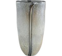 Ptmd Nicho Vase en verre crème avec rayures rond