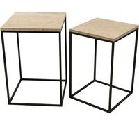 PTMD Table d'appoint Volos - 0x0x0 cm - Marbre - Beige - Set de 2