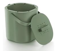 PTMS® Poubelle Compost Cuisine 6L - Seau à Compost avec Filtre à Charbon Actif et Couvercle à accrocher - composteur Cuisine Anti-Odeur, Lavable au Lave-Vaisselle, avec Grille intérieure