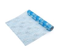 PTNKUIIY Chemin de table 28 cm × 5 yards - Chemin de table argenté bleu pailleté avec revêtement brillant - Ruban en tulle polyester - Décoration de table pour mariage, Noël, anniversaire, fête