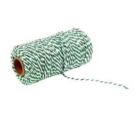 PTNKUIIY Ficelle en coton de 100 m - 2 mm - Pour bricolage, artisanat, jardinage, bricolage, emballage de cadeaux de Noël - Vert et blanc