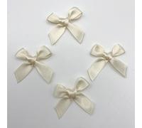 PTNKUIIY Lot de 100 mini nœuds en satin - En polyester - Accessoires décoratifs pour décoration de mariage, bricolage, couture, décoration de cadeaux - 3,5 cm x 3,2 cm - Beige
