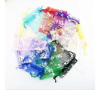 PTNKUIIY Lot de 100 sachets en organza - 13 x 18 cm - En forme de papillon - Avec cordon de serrage - Pour mariage, Noël, Saint-Valentin, fête