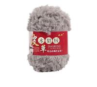 PTNKUIIY Lot de 2 pelotes de fil en fourrure synthétique - 2 x 100 g - Fil peluche - Fil à crochet - Laine moelleuse à tricoter à la main - Pour écharpes, manteaux, gants, bonnets - Gris