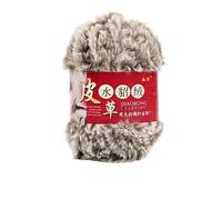 PTNKUIIY Lot de 2 pelotes de fil en fourrure synthétique - 2 x 100 g - Fil peluche - Fil à crochet - Laine moelleuse à tricoter à la main - Pour écharpes, manteaux, gants, bonnets - Marron clair