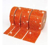 PTNKUIIY Ruban de strass en cristal autocollant, 3 yards x 2 cm de large, cristal diamant, autocollant, pour décoration de téléphone, bricolage, artisanat, projet - Orange