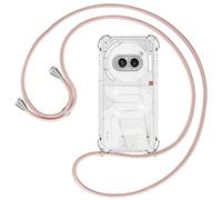 Ptny Coque avec Cordon Compatible avec Nothing Phone (2a), Housse Transparent Antichoc TPU Silicone Case, Réglable Smartphone Collier Etui avec Lanière Coque pour Nothing Phone (2a), Or Rose