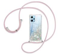 Ptny Coque de protection compatible avec Xiaomi Redmi Note 12 5G - Sables mouvants à paillettes - Avec bande - Transparent - Anti-chocs - En TPU - Pour femme