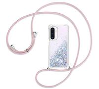 Ptny Coque de protection pour Samsung Galaxy A56 5G - Sables mouvants à paillettes - Avec bande - Transparent - Anti-chocs - En TPU