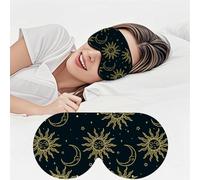 Ptrin BeeVines Masque de sommeil en satin avec sangle réglable, aide au sommeil pour la sieste, bloque 100 % de la lumière et réduit la lumière des yeux gonflés, cadeau de Noël (soleil et lune)