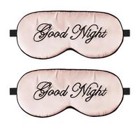 Ptrin Lot de 2 masques de sommeil pour les yeux, masque occultant, avec sangles réglables, parfait pour les siestes et les voyages, bloque efficacement la lumière et réduit les gonflements (noir brodé