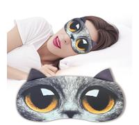 Ptrin Masque de sommeil 3D amusant avec visage de chat, 100 % bloquant la lumière, confortable, réduit les poches oculaires, sangles réglables, facile à dormir, cadeau unisexe (chat à poil court)