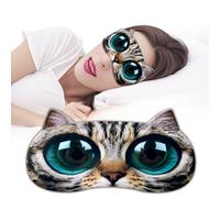 Ptrin Masque de sommeil 3D amusant avec visage de chat, 100 % bloquant la lumière, confortable, réduit les poches oculaires, sangles réglables, facile à endormir, cadeau unisexe (chat doré)