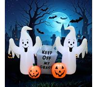 PTS Fantômes gonflables de 1,8 m avec citrouilles et pierre tombale, décoration d'extérieur, décorations de cour gonflables d'Halloween, lumières LED intégrées, décoration effrayante pour intérieur