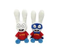 PTS SRL Simone le lapin 2 Peluche Simon Rabbit version normale et super-héros masqué assis, hauteur 25 cm, oreilles comprises, multicolore