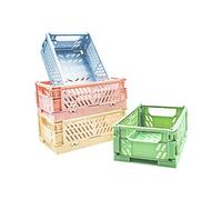 POTTIIS PTSGCAI Lot de 4 mini paniers en plastique pour étagère, maison, cuisine, organiseur, empilable, pliable, pour salle de classe, chambre, salle de bain, bureau (15 x 9,5 x 5,5 cm)