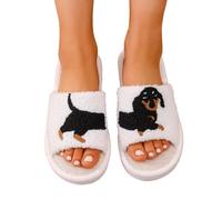 PTSIXAQ Chaussons Femme Peluche Mules Ouvertes Douces pour la Maison