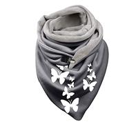 PTSIXAQ Echarpe Femme Papillon Foulard Triangle Cache-Cou avec Bouton Chaud Élégant Chale pour L'Automne Et l'hiver
