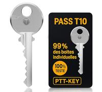 PTT KEY®| Clé Pass PTT T10 - pour boîte aux lettres individuelles norme NF-D27-405 et certains halls d'immeuble- Serrure standard La Poste. (1)