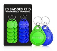 PTT-KEY® | Lot de 20 Badges RFID 13.56Mhz | Programmable MCT sur Smartphone Android | UID Modifiable | Puce CUID | Badge Vigik Universel | NFC Tag | Badge Passe Partout | Badge Immeuble | Lecteur RFID