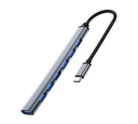 Pttnyuere Concentrateur USB C vers USB 7 en 1 Concentrateur USB C RéPartiteur USB Prolongateur USB USB 3.0 X1 + USB 2.0 X6