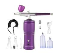 Pttnyuere Kit Aérographe Compresseur Aérographe Sans Rechargeable pour Maquillage Nail Art A 1Set