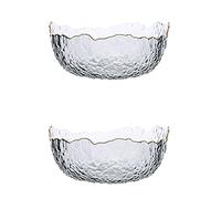 PTTRNS Bol de Service Jeu de Bol en Verre de Couleur coloré 2 pièces 23 oz empilable verrerie irrégulière de pâtes de pâtes de Bol de Spaghetti (2 Couleurs) Saladier Verre (Color : Transparent)