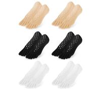 Ptwola 6 Pair Bunion Toe Alignment Relief Socks Orthopedic Compression Full Toe Sock No Show Low Cut Liner Five Finger Socks Athletic Breathable Separator Sock for Women Men Yoga Non Slip Heel Grip
