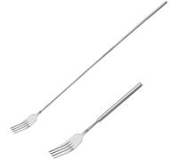 Ptwola Fourchette télescopique extensible en acier inoxydable - Fourchette rétractable robuste pour barbecue, dessert, fruits - 64 cm - Fourchette de cuisine pour manger des cornichons, fondues