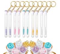 Ptwola Lot de 10 pinceaux jetables pour mascara à cils - Tubes à strass - Avec récipient vide réutilisable - Porte-clés - Applicateur de sourcils - Kit d'outils de maquillage pour extensions de cils