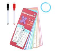 Ptwola Lot de 17 cartes mémoire de table de multiplication de 0 à 12 avec trou pour apprendre les manipulations, les jeux éducatifs pour l'auto-vérification, le renforcement des compétences, la