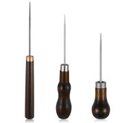 Ptwola Lot de 3 poinçons à gratter avec poignée en forme de gourde - Poinçon en bois - Outil de réparation de chaussures de couture - Fournitures de couture pour les tailleurs, le crochet, le