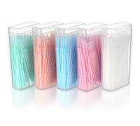 Ptwola Lot de 500 brosses interdentaires à double tête 2 en 1, jetables en plastique multicolore pour soins bucco-dentaires (5 paquets, 50 pièces/boîte)