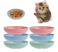 Ptwola Lot de 6 gamelles pour chat peu profondes et larges - Gamelles plates pour chat - Pour nourriture humide et sèche - 14,5 cm - Pour intérieur et chat à pattes courtes