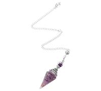 Ptwola Pendule d'améthyste en cristal de guérison - Pierres précieuses hexagonales - Pendentif en résine transparente - Pendule pour la divination - Sorcellerie - Cérémonie Reiki - Méditation