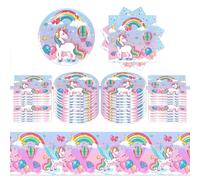 Ptydecta Vaisselle Anniversaire Licorne,Ensemble D'anniversaire,Decoration Anniversaire Licorne Assiettes Serviettes Nappes,Idéal pour 20 Personnes